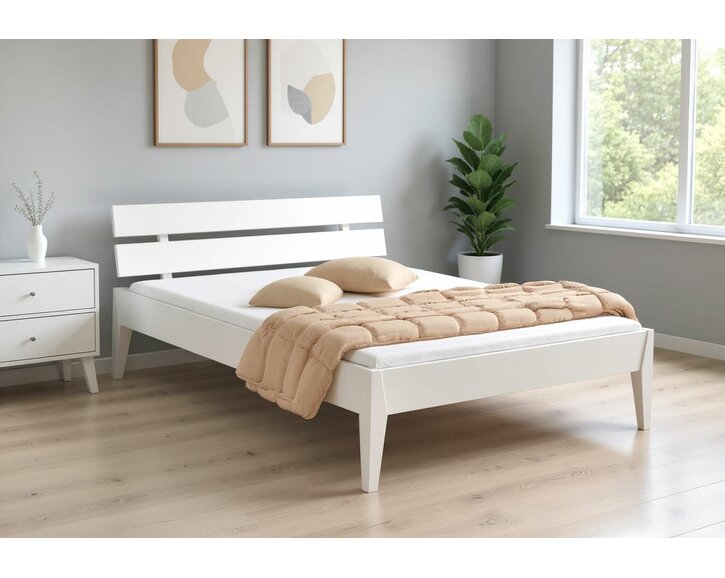 Dřevěná postel Fiesta bílá, 140x200cm, masiv borovice Dřevěná postel Fiesta bílá, 140x200cm, masiv borovice