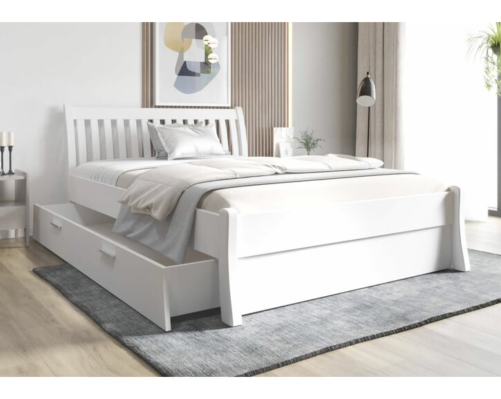 Dřevěná postel Nordica bílá, 160x200cm, masiv borovice Dřevěná postel Nordica bílá, 160x200cm, masiv borovice