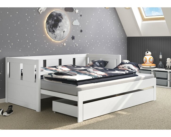 Rozkládací postel BONDI bílá, masiv borovice Rozkládací postel BONDI bílá, masiv borovice