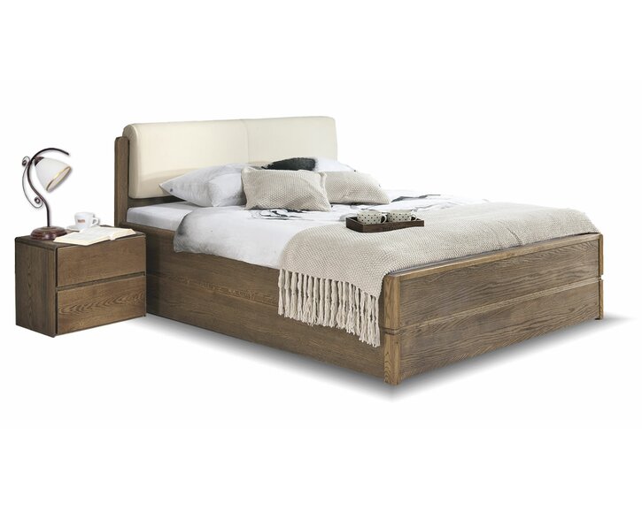 Postel z masivu s úložným prostorem Atlantik, masiv dub tmavený