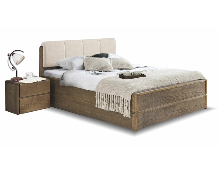 Postel z masivu s úložným prostorem Atlantik, masiv dub tmavený