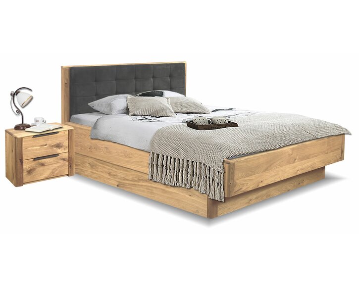 Postel s úložným prostorem a roštem Deviner, masiv dub - černá ekokůže