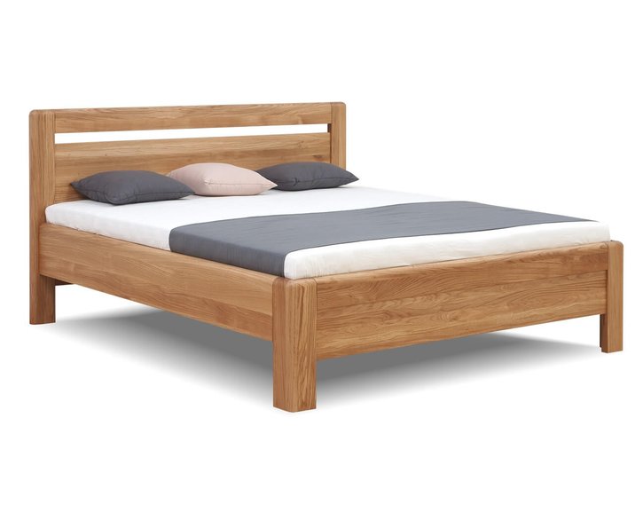 Zvýšená dřevěná postel dvoulůžko z masivu ADRIANA, masiv dub