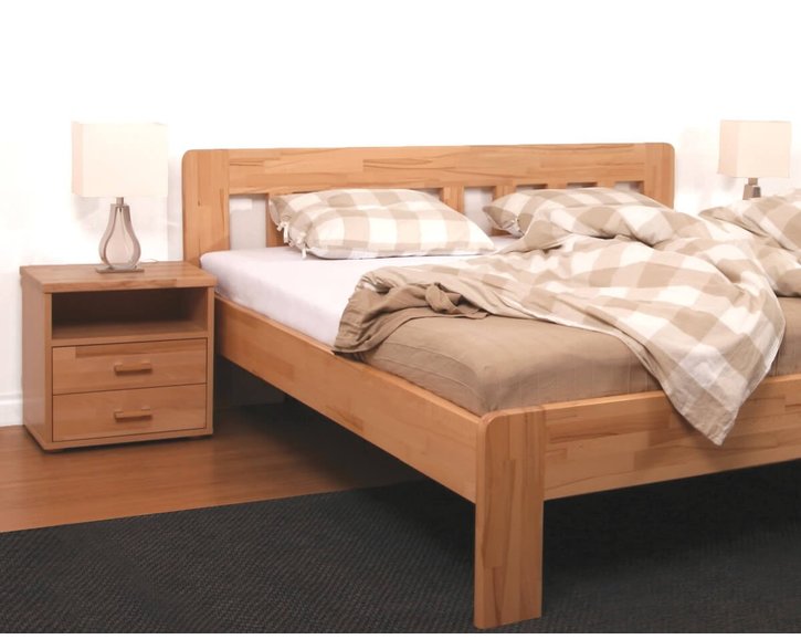 Noční stolek Dvouzásuvkový, masiv buk cink jádrový