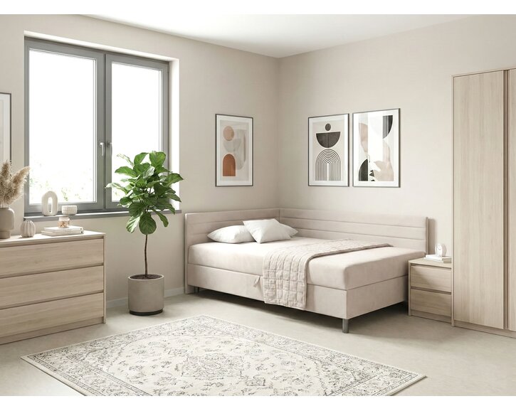 Čalouněná postel s čely a úložným prostorem Elite, 140x200 cm