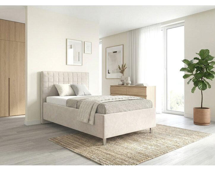 Čalouněná postel s úložným prostorem a roštem Belarona, 120x200