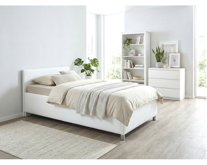 Zvýšená čalouněná postel s úložným prostorem Lyoneta, 140x200, tmavě šedá