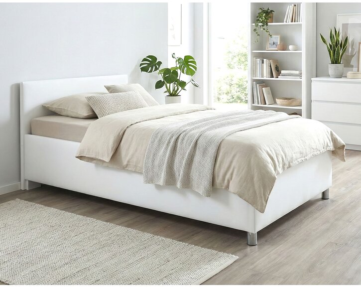 Zvýšená čalouněná postel s úložným prostorem Lyoneta, 120x200, šedá