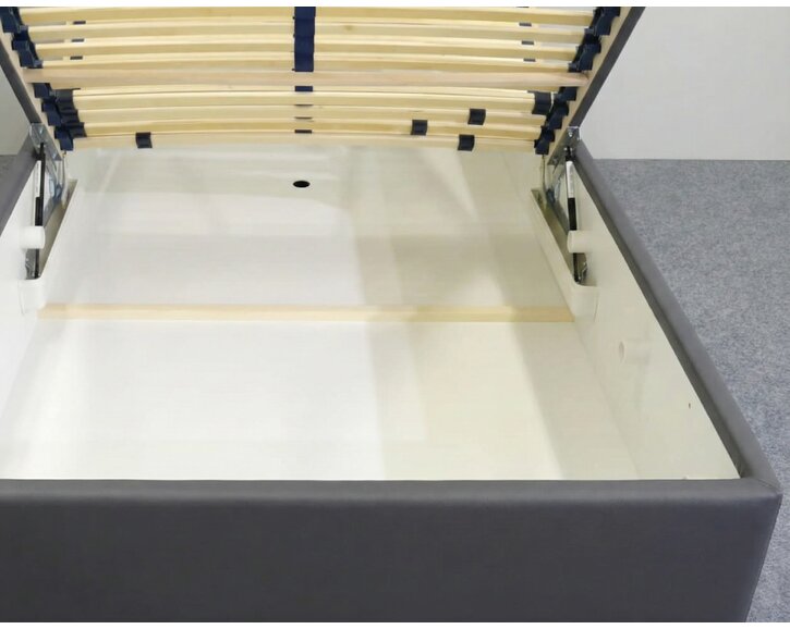 Zvýšená čalouněná postel s úložným prostorem Ryana, 120x200, tmavě šedá