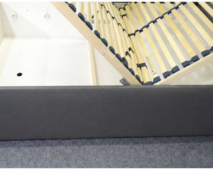 Zvýšená čalouněná postel s úložným prostorem Ryana, 120x200, tmavě šedá