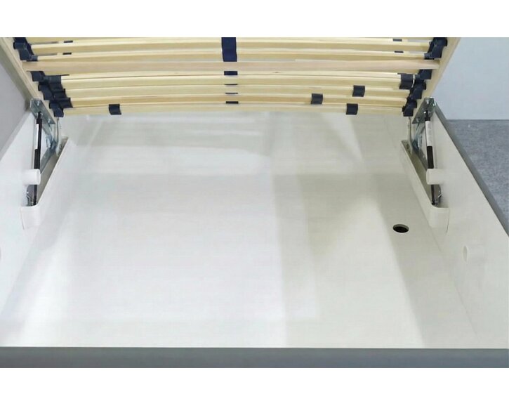 Zvýšená čalouněná postel s úložným prostorem Ryana, 90x200, tmavě šedá