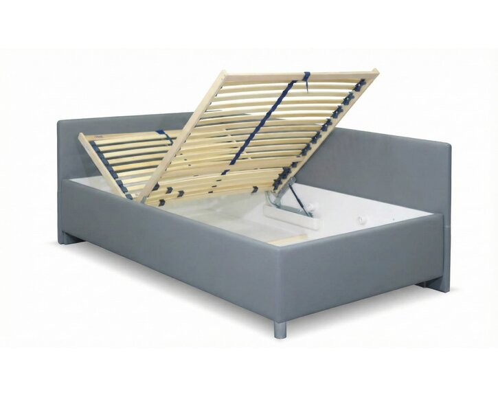 Zvýšená čalouněná postel s úložným prostorem Ryana, 120x200, šedá
