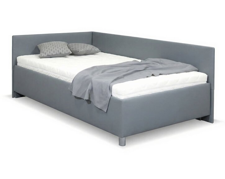 Zvýšená čalouněná postel s úložným prostorem Ryana, 120x200, šedá