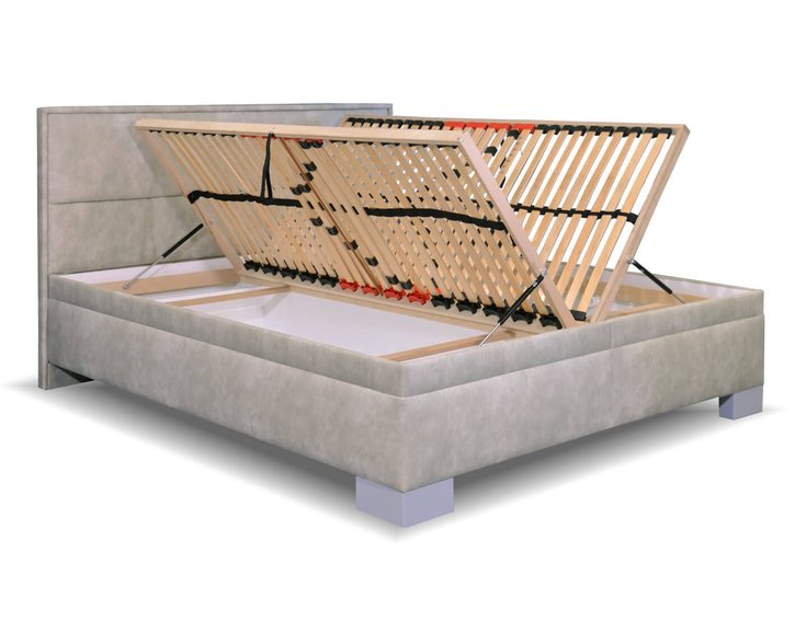 Zvýšená čalouněná postel s úložným prostorem Marila