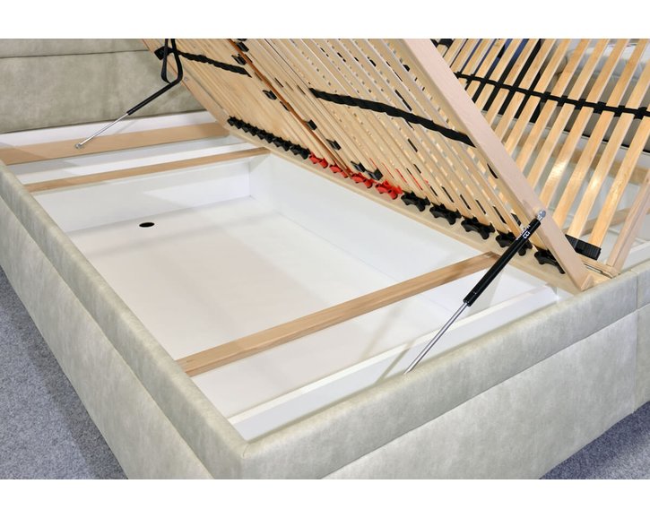 Zvýšená čalouněná postel s úložným prostorem Marila