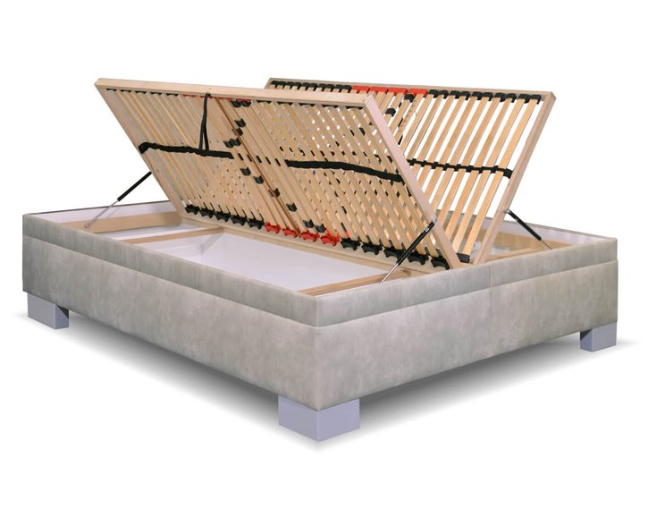 Zvýšená čalouněná postel s úložným prostorem Litera