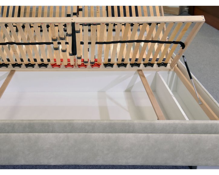 Zvýšená čalouněná postel s úložným prostorem Litera