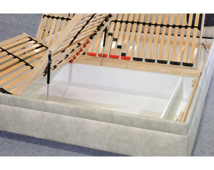 Zvýšená čalouněná postel s úložným prostorem Litera