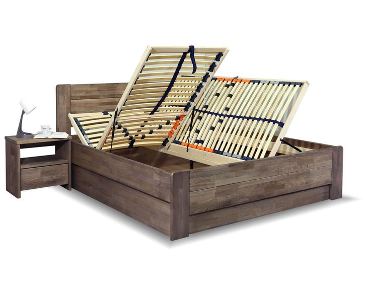 Dřevěná postel s úložným prostorem ARION 2, masiv buk