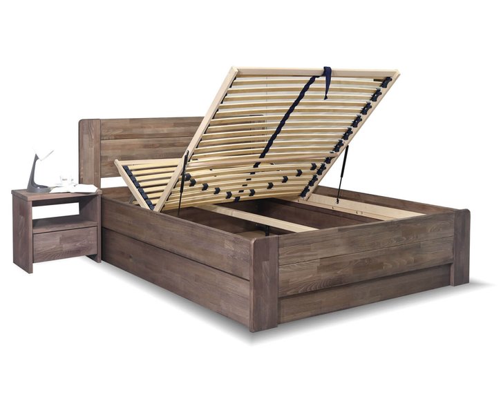 Postel s úložným prostorem ARION 2, 140x200, masiv buk