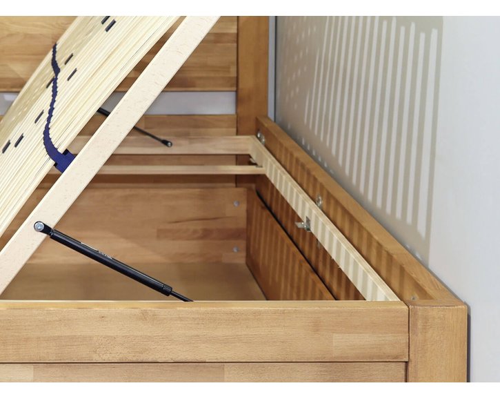 Zvýšená postel s úložným prostrorem Klementin, 90x200, masiv buk