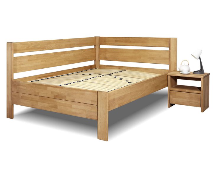 Zvýšená postel z masivu Academia, 140x200, masiv buk, Levá