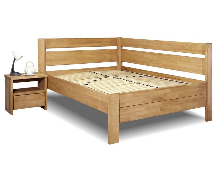 Zvýšená postel z masivu Academia, 140x200, masiv buk, Pravá