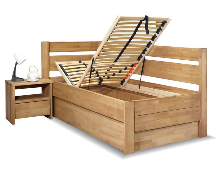 Zvýšená postel s úložným prostorem Academia, 80x200, 90x200, masiv buk, Pravá