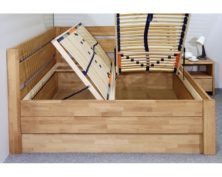 Postel s úložným prostorem Academia, masiv buk