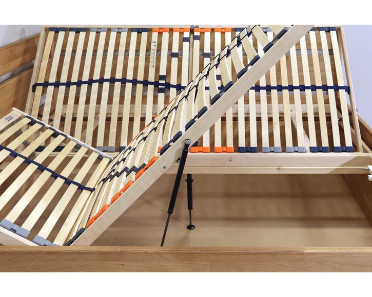 Postel s úložným prostorem Academia, masiv buk, Pravá