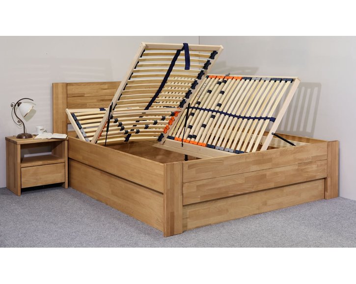 Postel s úložným prostorem Trinity 2, masiv buk