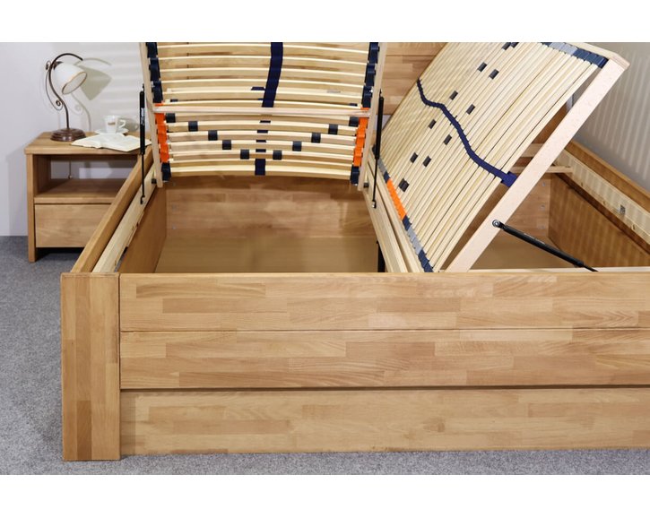Postel s úložným prostorem Trinity 2, masiv buk