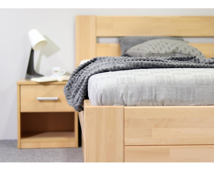 Postel s úložným prostorem Trinity, masiv buk, 140x200