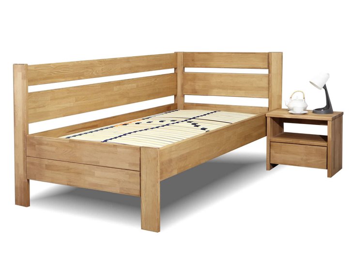 Zvýšená postel z masivu Academia, 120x200, masiv buk, Levá