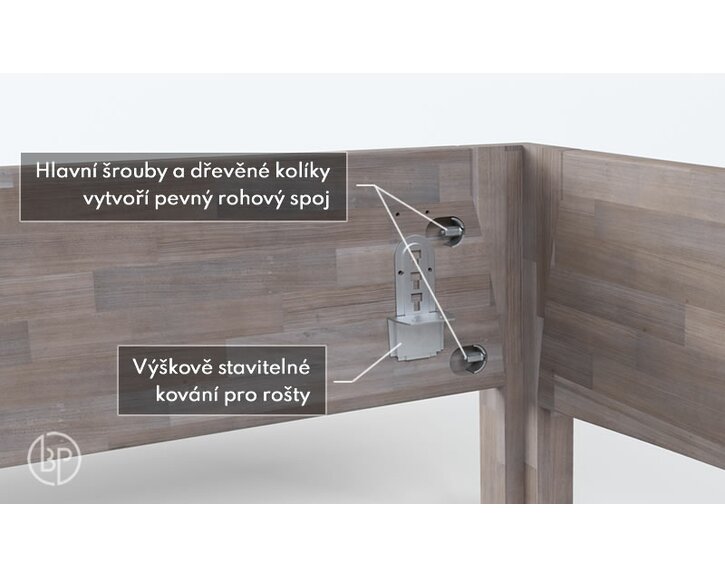 Postel dvoulůžko z masivu Constanta - rohový spoj