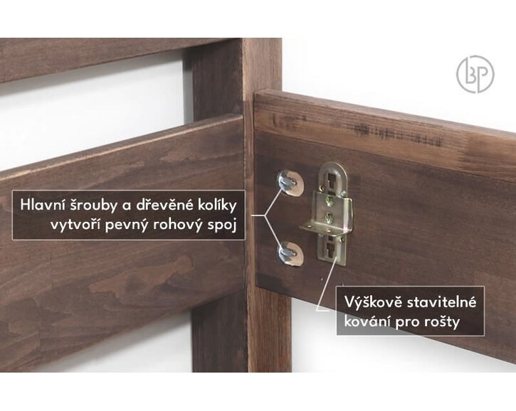 Spojení rohu - postel dvoulůžko z masivu Constanta