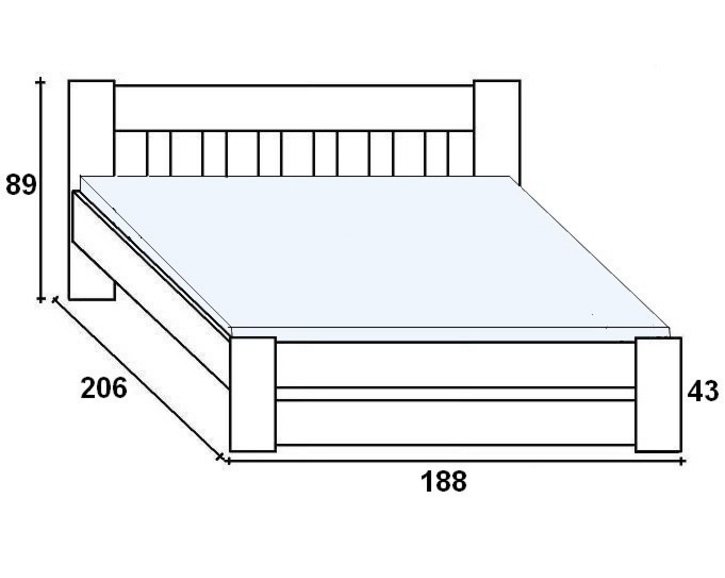 Postel z masivu - dvojlůžko FILIP senior 180x200, buk - pohled č. 2