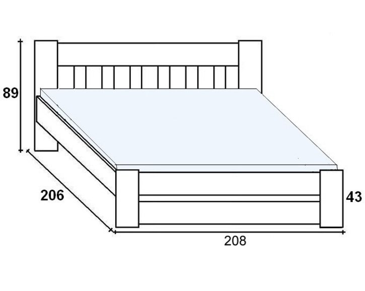 Postel z masivu - dvojlůžko FILIP senior 200x200, buk - pohled č. 2
