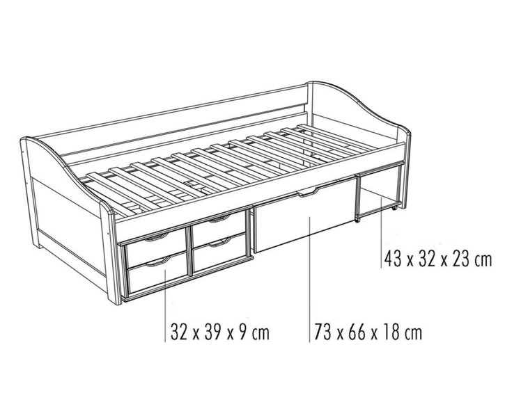 Postel s úložným prostorem IA8809 90x200, masiv borovice Postel s úložným prostorem IA8809 90x200, masiv borovice