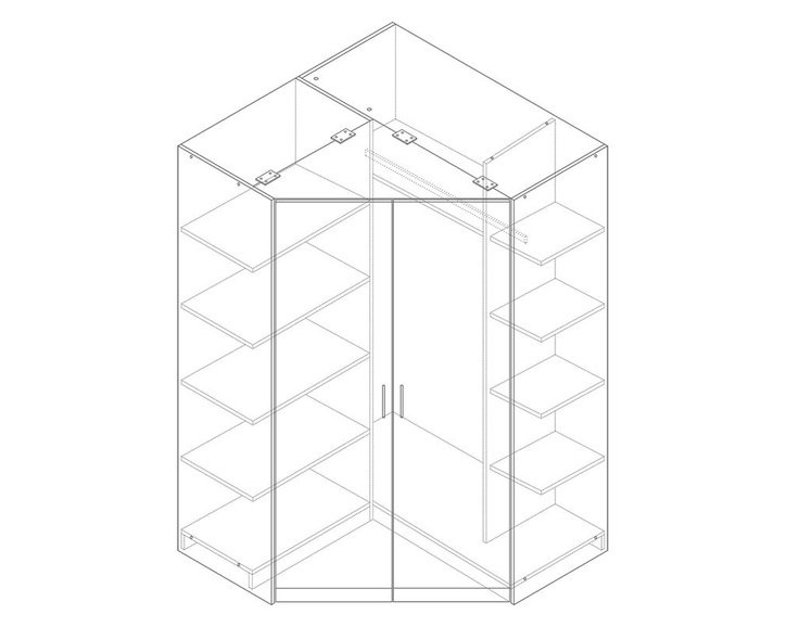 Rohová šatní skříň dvoudveřová IA11550, buk Rohová šatní skříň dvoudveřová IA11550, buk