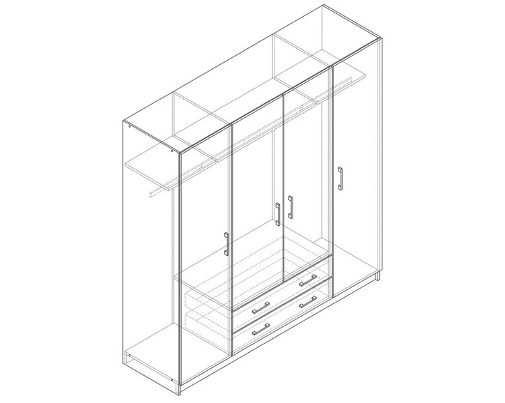 Šatní skříň čtyřdveřová IA11540, buk Šatní skříň čtyřdveřová IA11540, buk