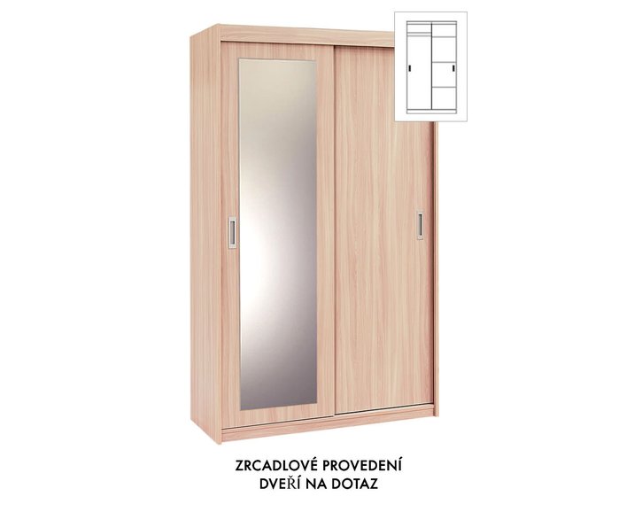 Kombinovaná skříň s posuvnými dveřmi EVITA 12, šířka 120 cm Kombinovaná skříň s posuvnými dveřmi EVITA 12, šířka 120 cm