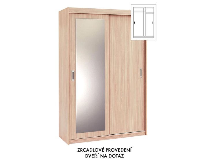 Šatní skříň s posuvnými dveřmi EVITA 15, šířka 150 cm Šatní skříň s posuvnými dveřmi EVITA 15, šířka 150 cm