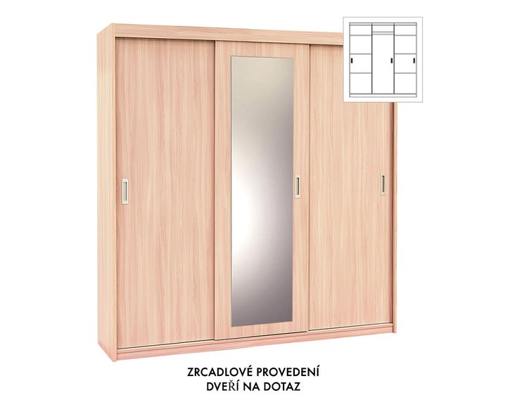 Kombinovaná skříň s posuvnými dveřmi EVITA 20-2, šířka 200 cm Kombinovaná skříň s posuvnými dveřmi EVITA 20-2, šířka 200 cm