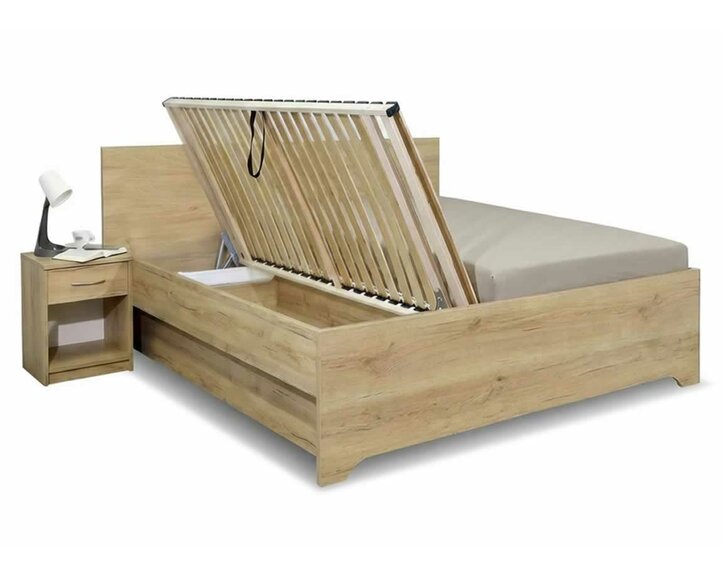 Postel dvoulůžko s úložným prostorem HUGO, boční výklop Postel dvoulůžko s úložným prostorem HUGO, boční výklop