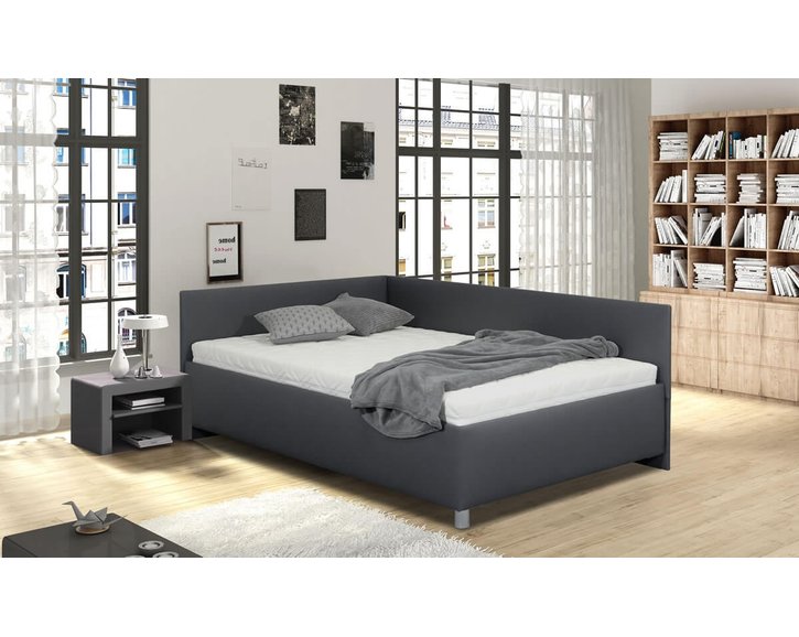 Zvýšená čalouněná postel s úložným prostorem Ryana, 140x200