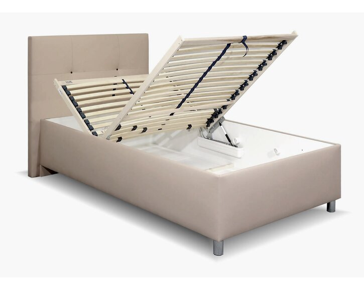 Čalouněná postel s úložným prostorem Crissy, 90x200, světle hnědá