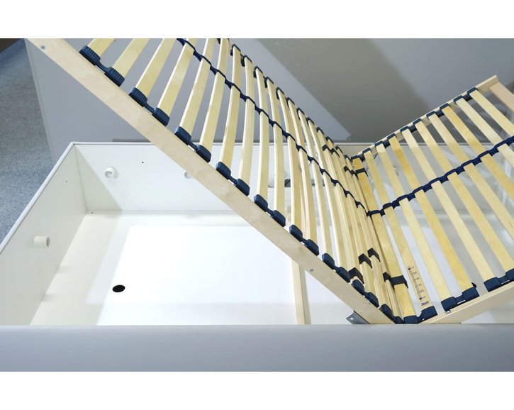 Čalouněná postel s úložným prostorem Crissy, 90x200, světle šedá