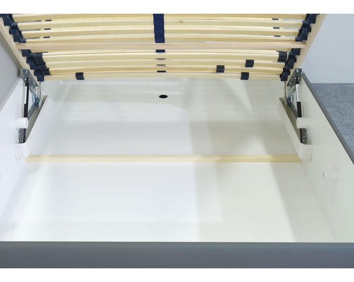 Zvýšená čalouněná postel s úložným prostorem Ryana, 90x200, tmavě šedá