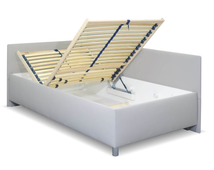 Zvýšená čalouněná postel s úložným prostorem Ryana, 120x200, světle šedá